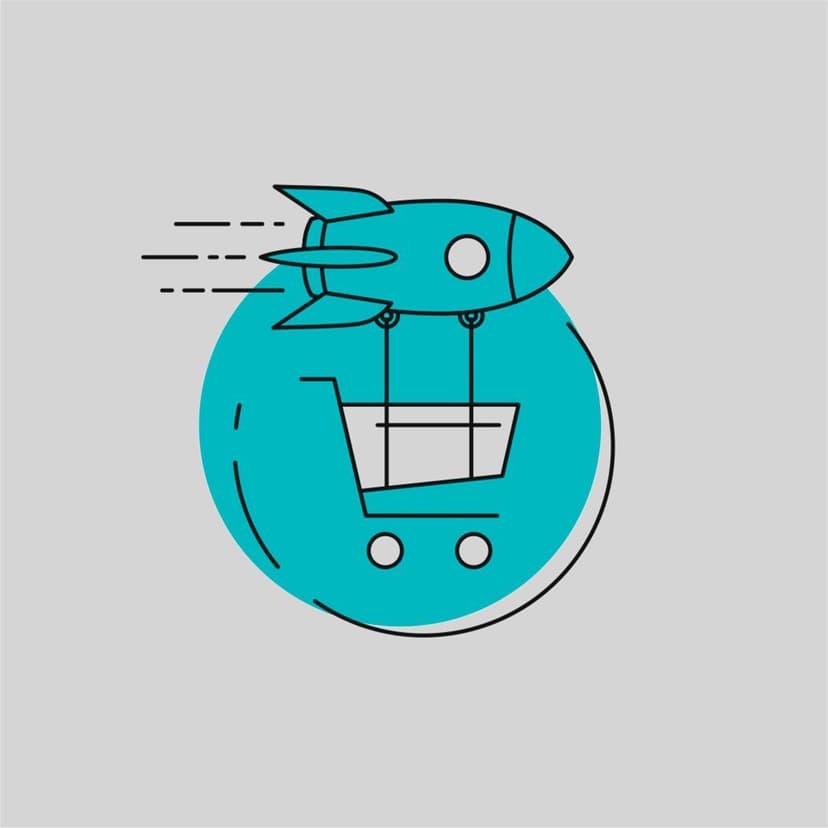 Shopping Cart and Rocket Illustration